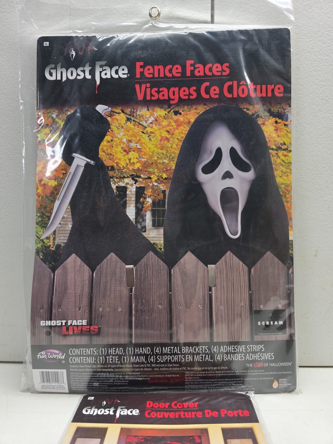 Fun World-Ghost Face Scream Fence Faces Prop! Factory Sealed W/Bonus Item New 5☆