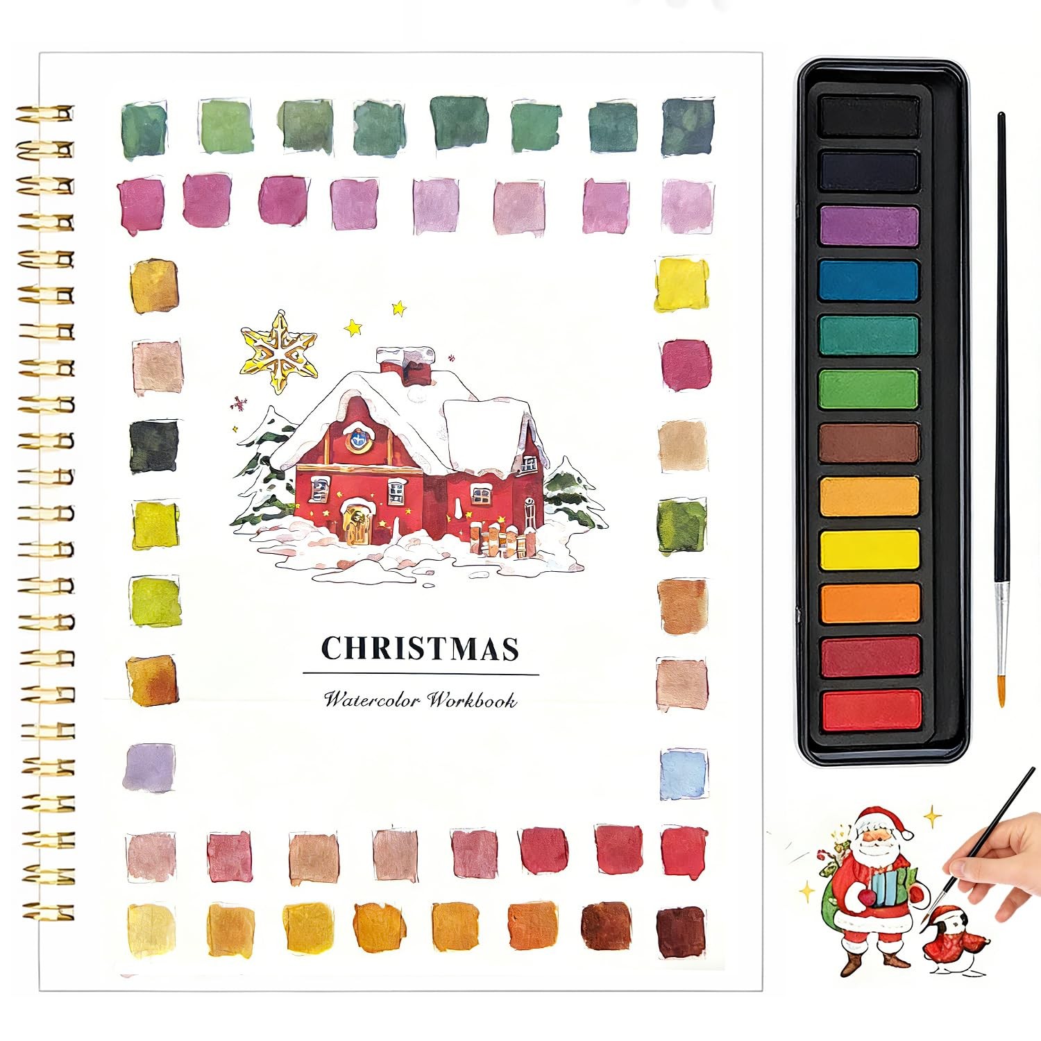 Watercolor Workbook for Beginners - Complete Watercolor Painting Kit with 12 ...