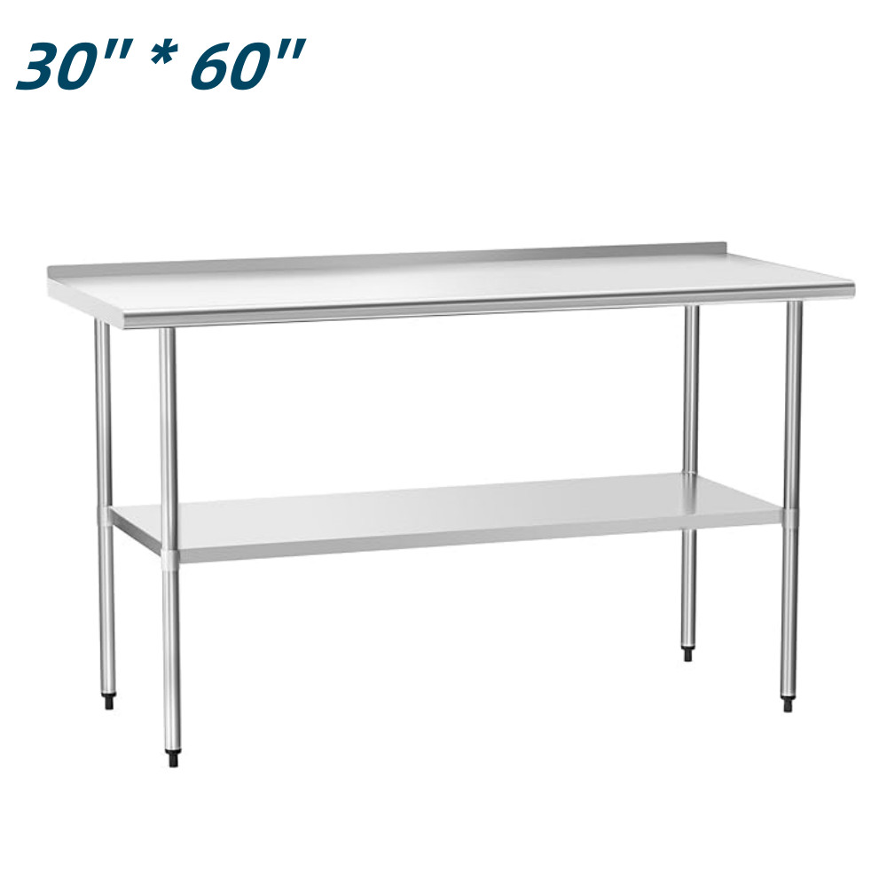 Stainless Steel Commercial Kitchen Food For Prep Table Work with Backsplash NSF