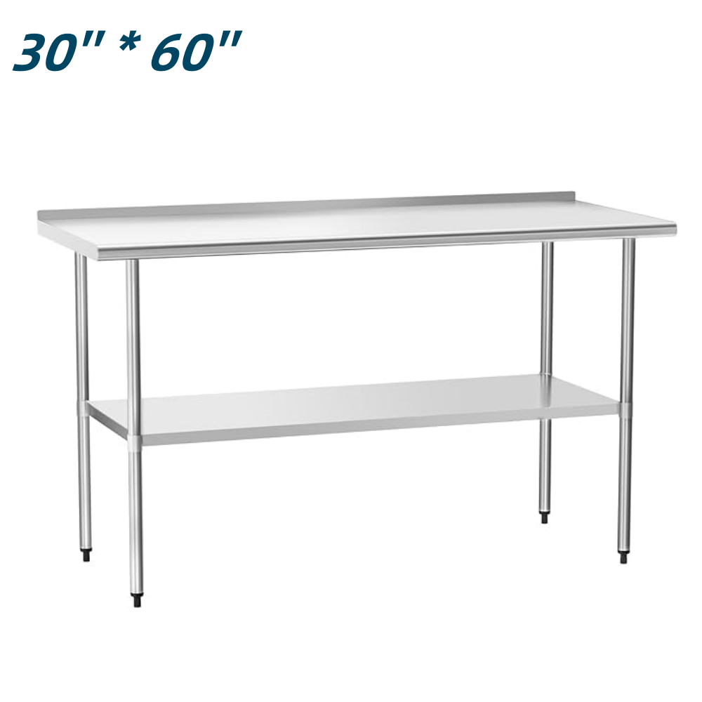Stainless Steel Commercial Kitchen Food For Prep Table Work with Backsplash NSF