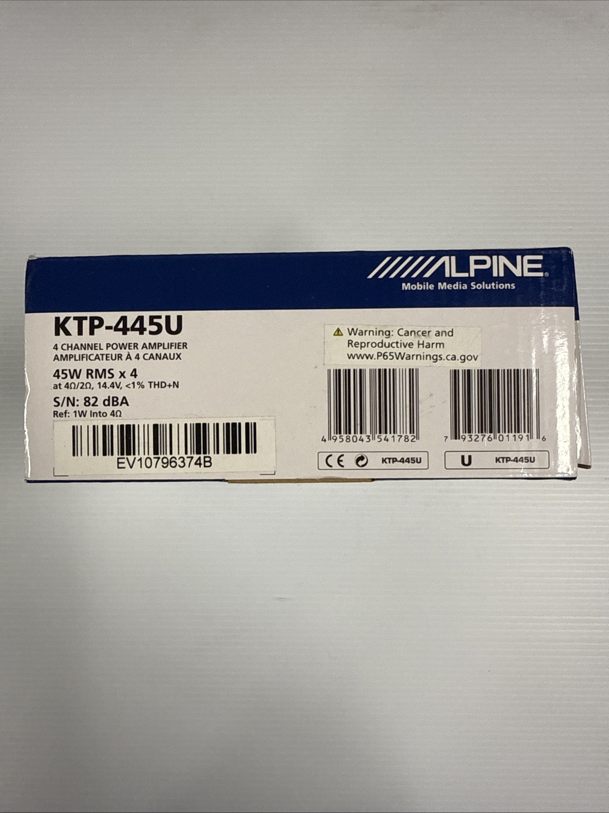 ALPINE KTP-445U Compact Class D AMP 45W x 4CH Open Box Very Good !!