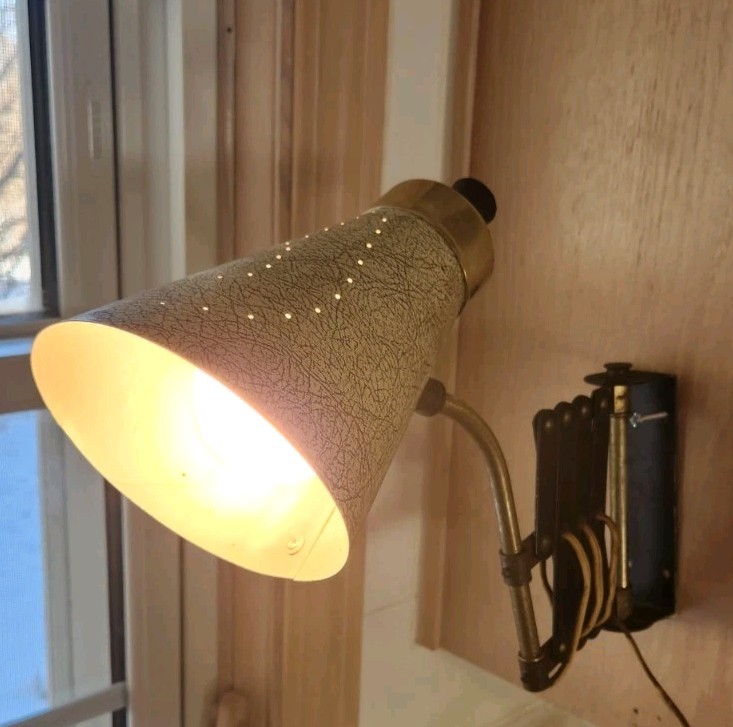 Vintage swiveling extendable accordion type wall mount lamp