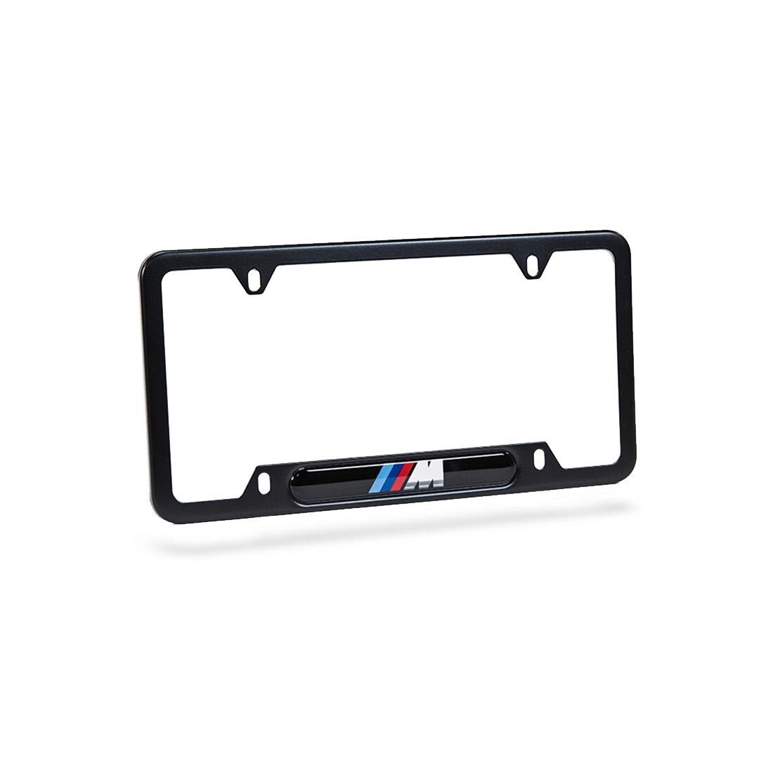 BMW OEM M Logo Black Stainless Steel License Plate Frame SINGLE 82120010404