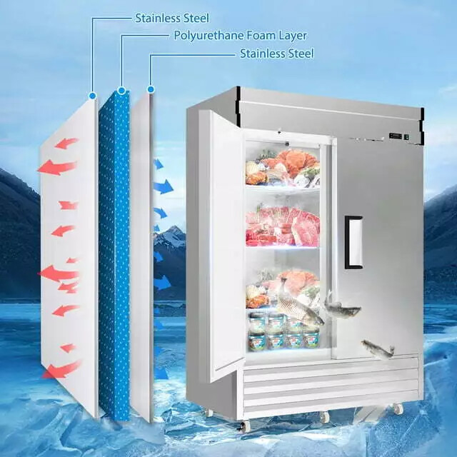 49 Cu.Ft Commercial Refrigerator Reach In Upright Refrigerator Two Solid Door