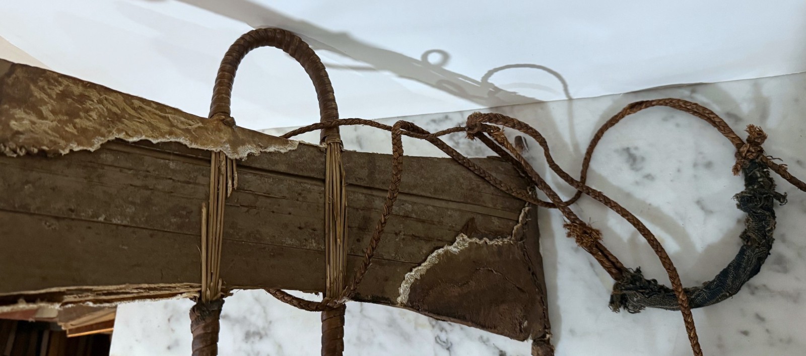 VINTAGE CAMEROON GRASSLAND ANIMAL SKIN COVERED TIKAR MACHETE SHEATH