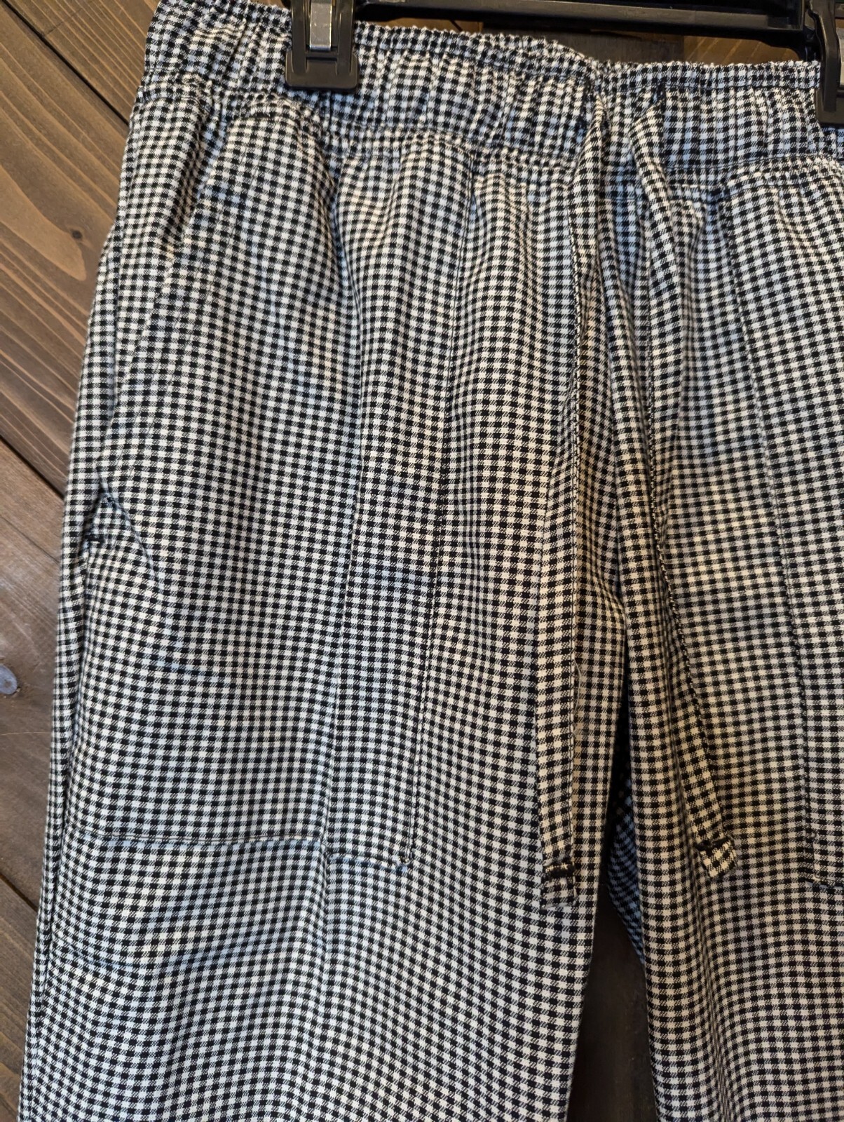 Chef Works Drawstring Pants Small Pockets Black White Check NEW with TAG