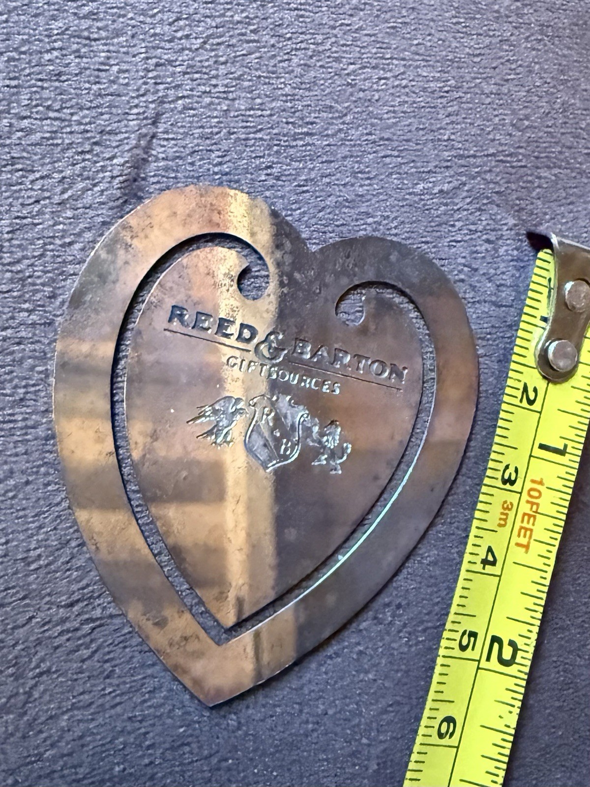 Vintage Reed & Barton Silver plated metal Heart shaped Bookmark