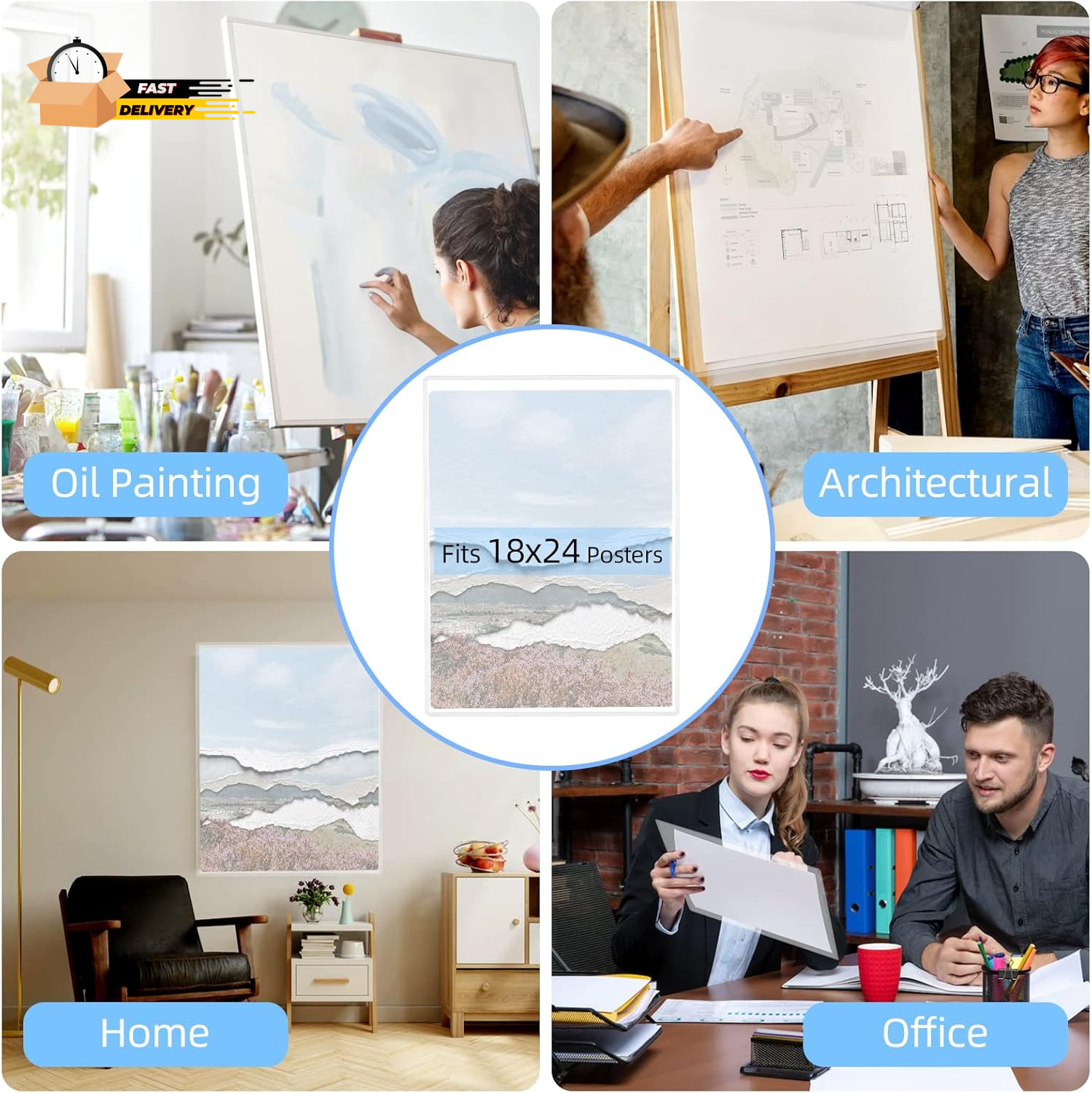 5 Pack 18X24 Poster Protector Clear Rigid Print Protectors Heavy Duty Top Loade