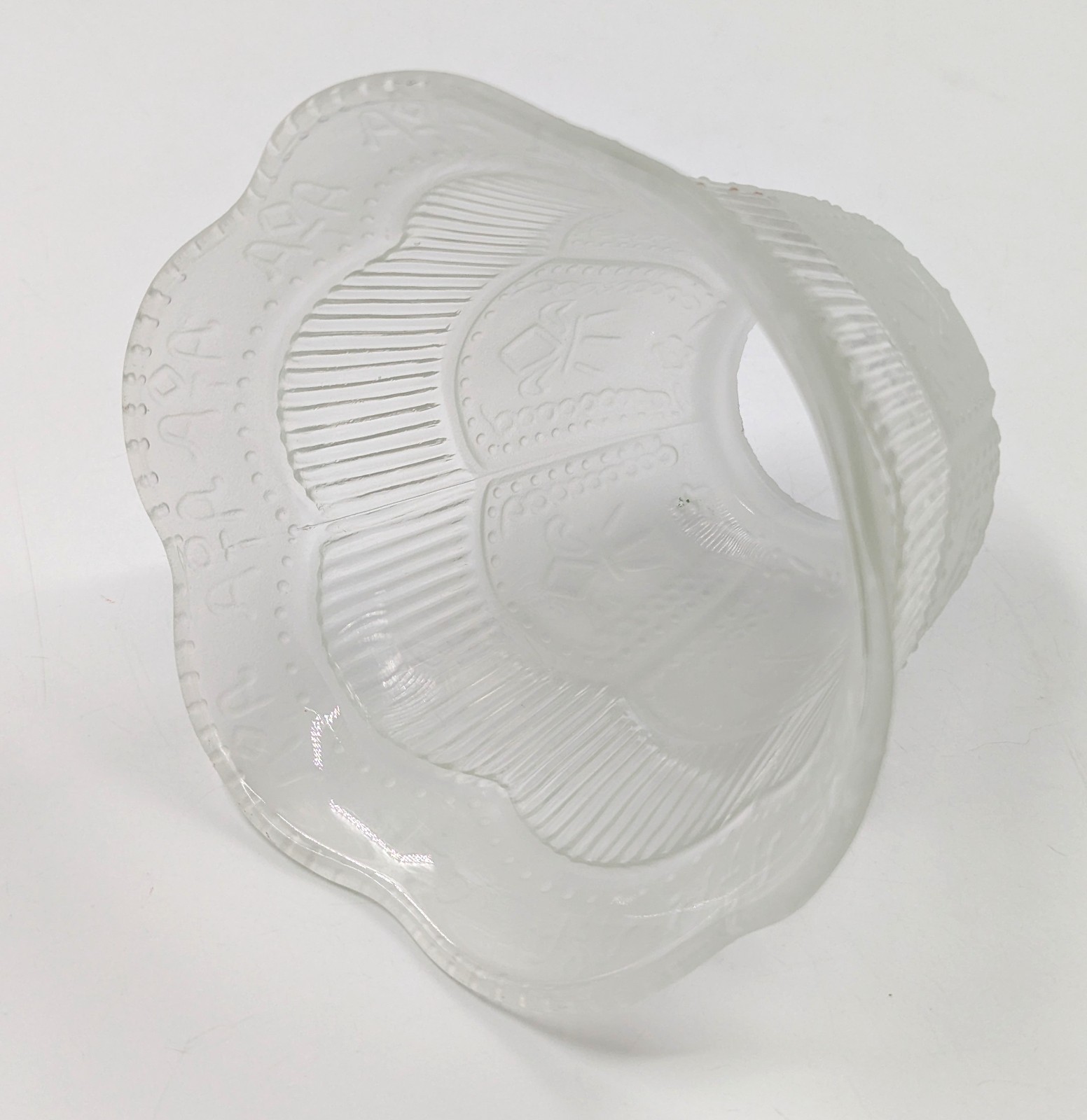 NOS! Bell-Shaped Clear Ribbed Frosted Glass Shade, 2-1/4” Fitter, 5” dia.