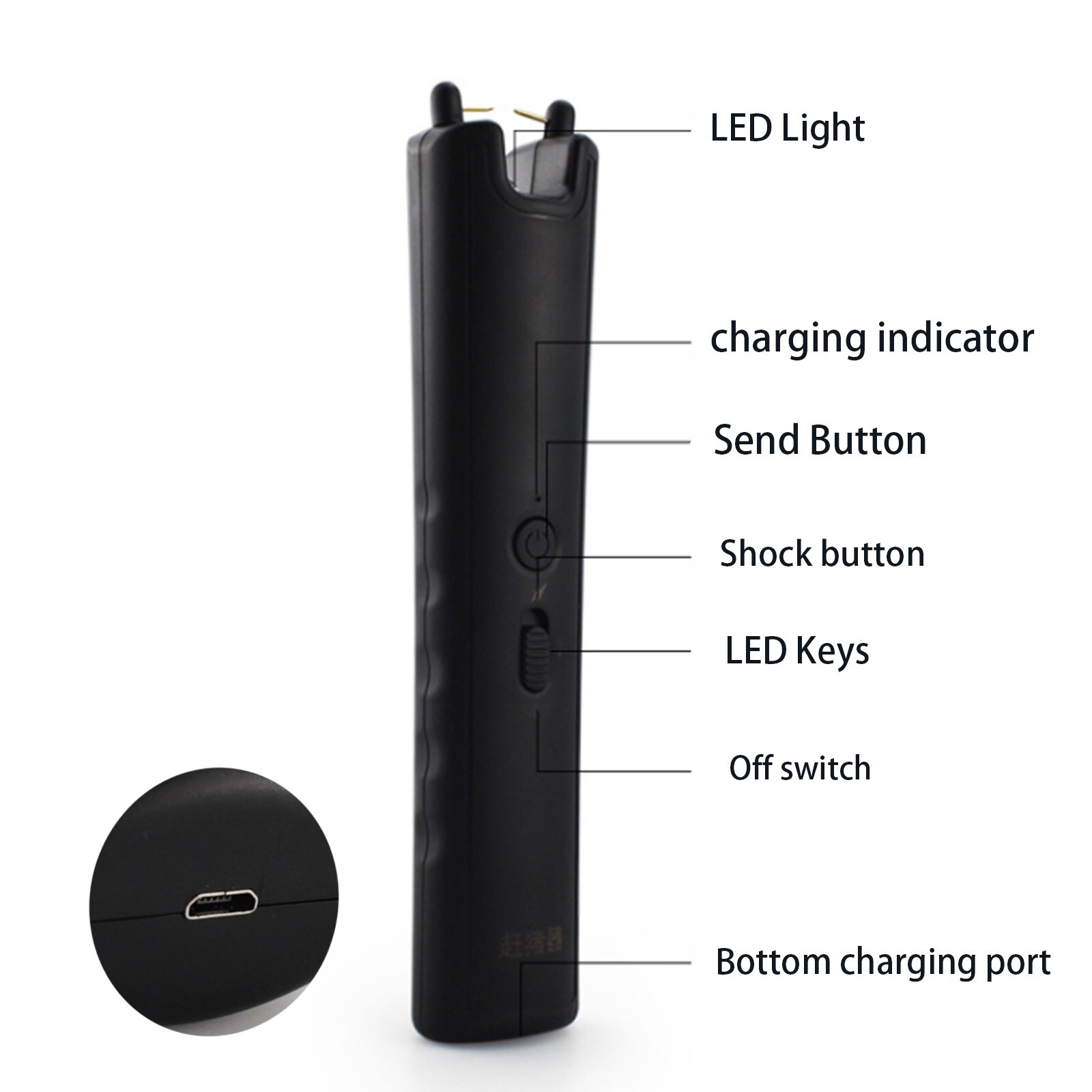 USB Portable Cattle Prod Stick Electric Livestock Prodder For Cow Pig Goats
