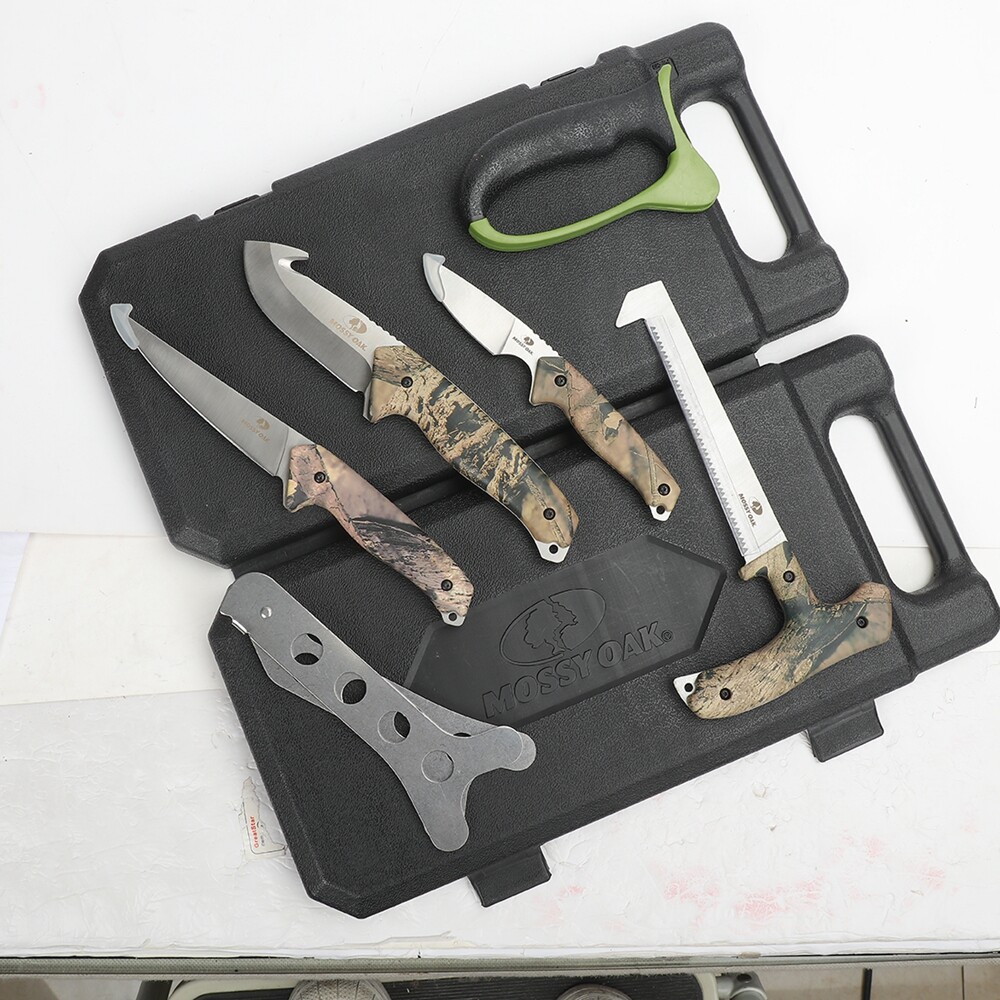 Outdoor Hunting Field Dressing Kit Caping Knife Wood & Bone Saw Gut Hook Skinner