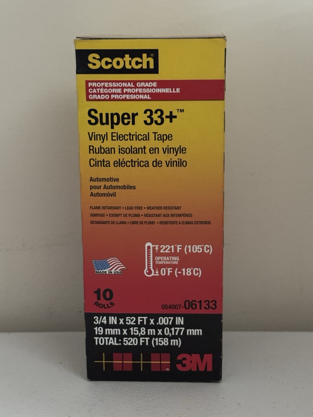 (10 PACK) 3M Scotch Super 33+  Vinyl Electrical Tape 06133 I 3/4"X 52FT