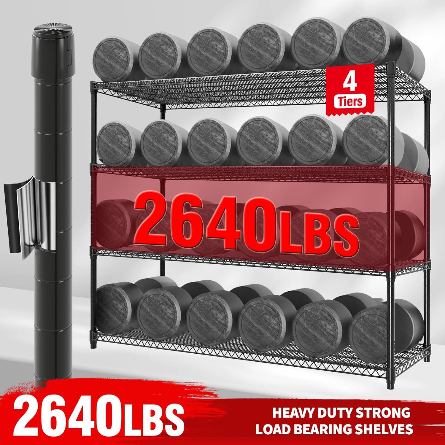 Heavy Duty 5-Tier/4-Tier Shelves Storage Rack Metal Wire Garage Shelving Black