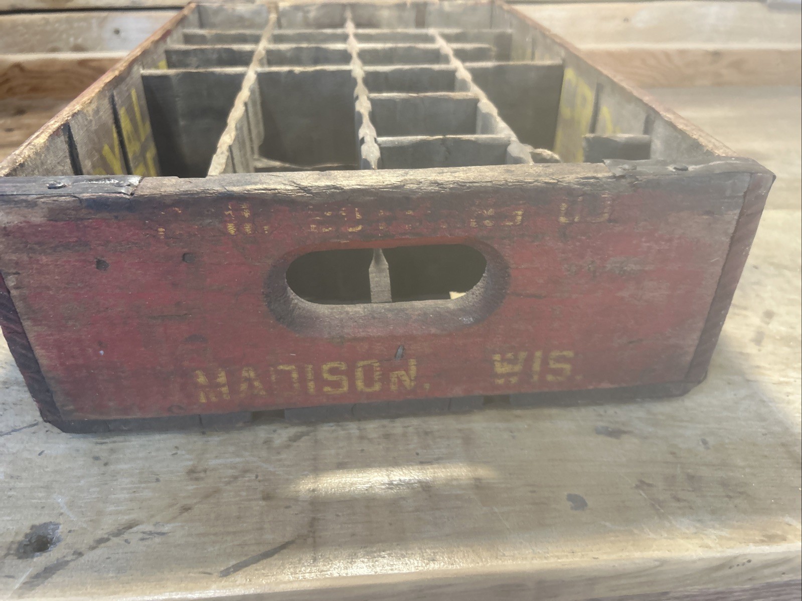 Vintage RC Royal Crown Cola Wooden Crate Madison Wisconsin
