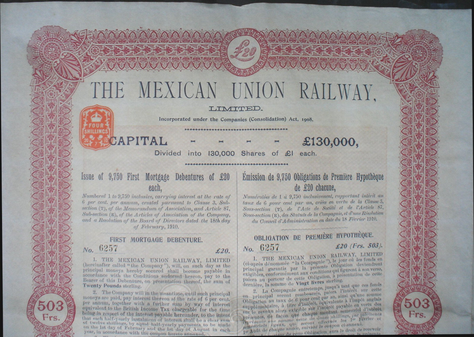 Mexico 20 x Mexican Stocks & Bonds uncancelled + coupons