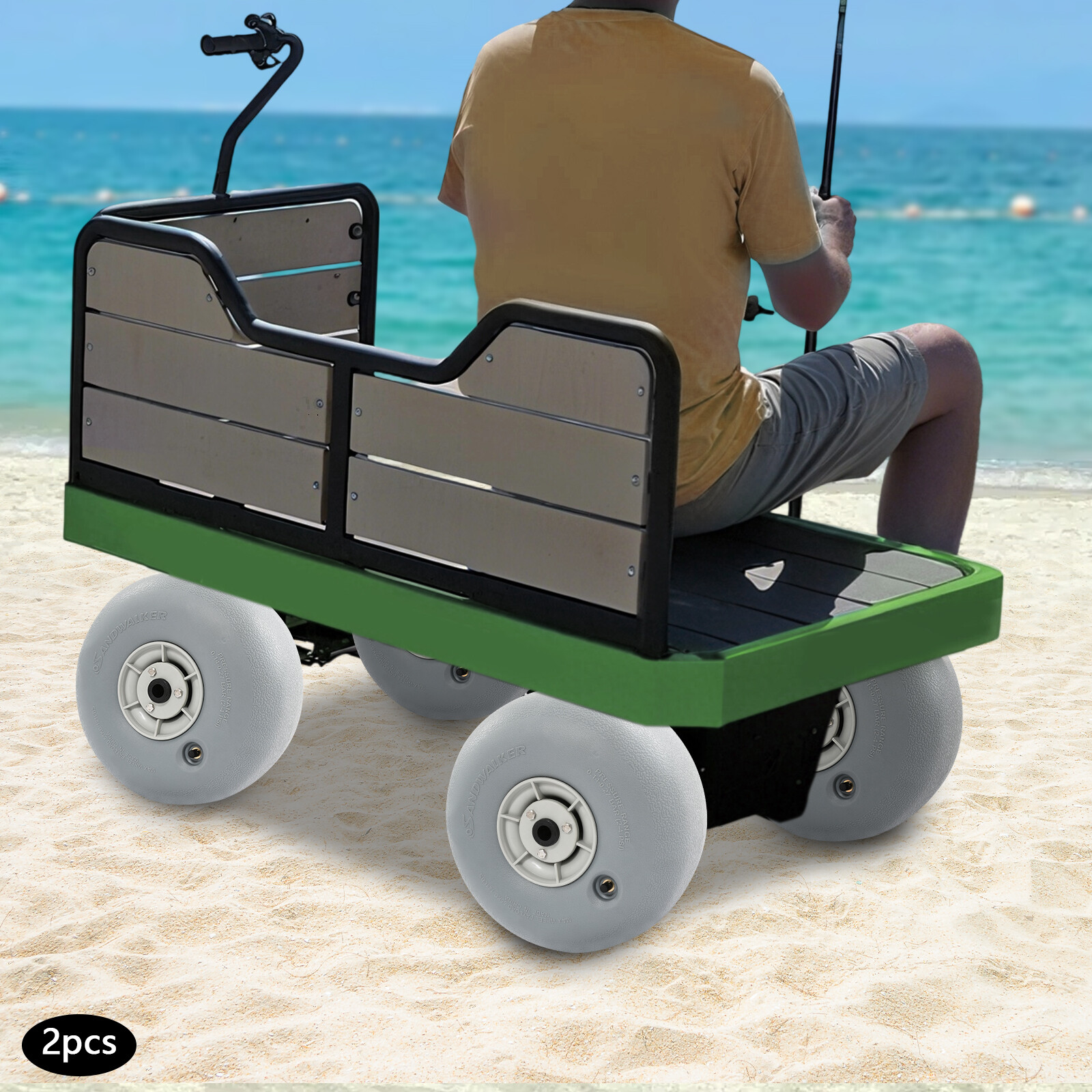 2 Pcs Inflatable Beach Sand Tires - 121 lbs Load Capacity for Carts