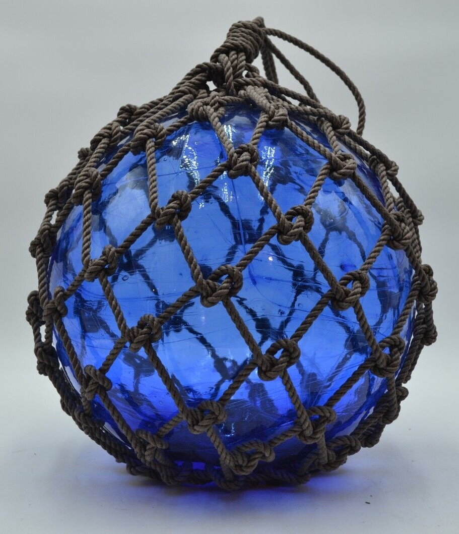 VINTAGE GLASS FISHING FLOAT IN COBALT BLUE