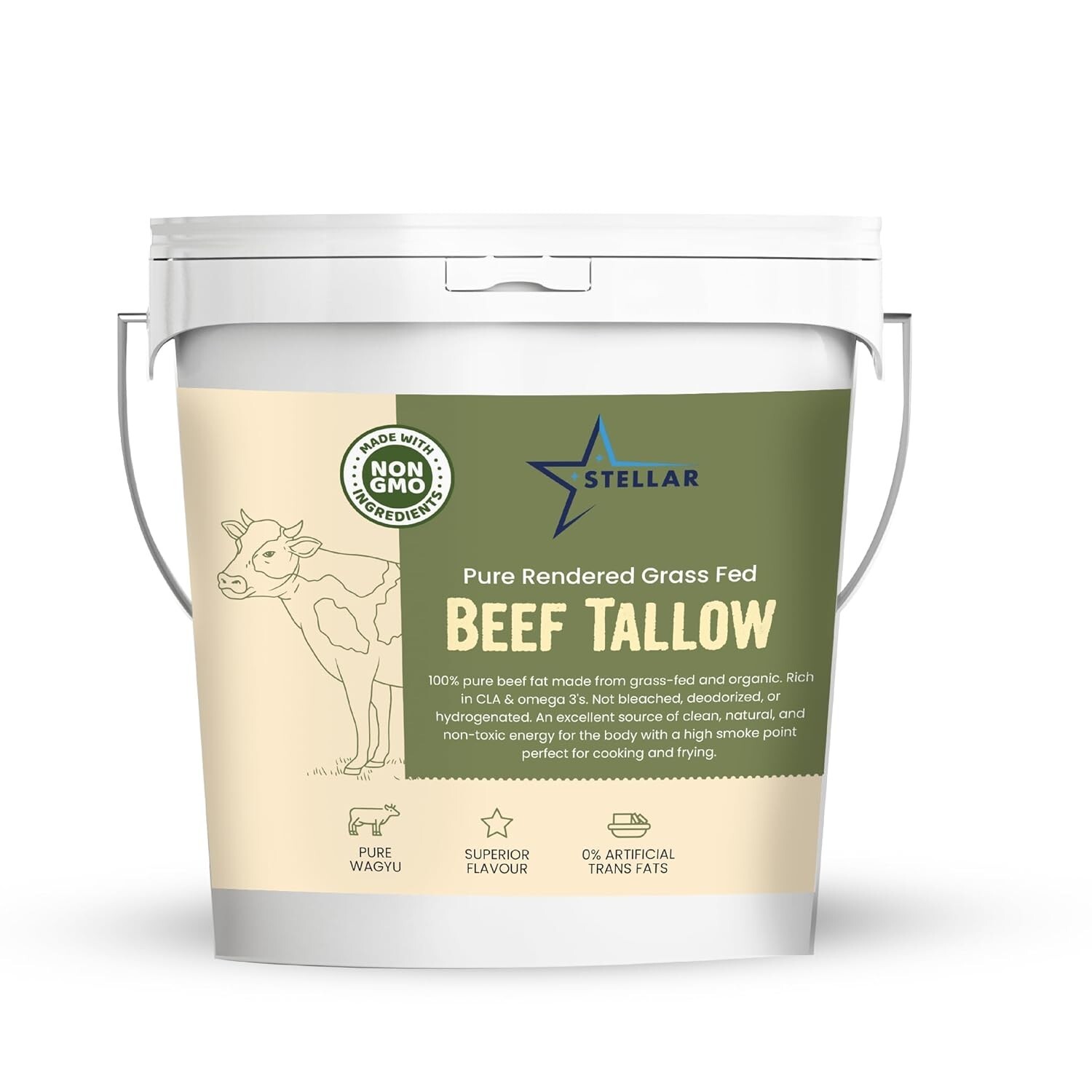 Beef Tallow - 100% Grass-Fed & Finished - Good for Cooking, Baking ~ 2 Pounds