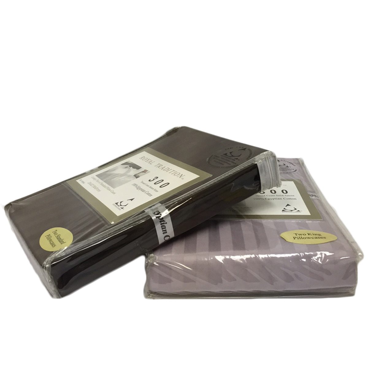 100% Luxury Cotton 300 Thread Count Striped 2 PC Super Soft Pillowcases