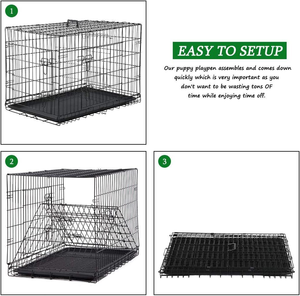 24,30,36,42,48" Dog Crates for Large Dogs Folding Mental Wire Crates Dog Kennels