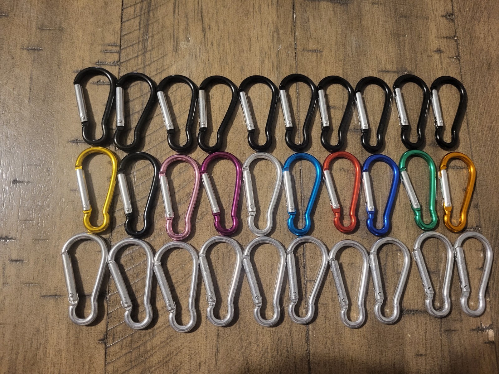30 Pcs 2" Carabiner Bulk Spring Snap Hooks Bulk Aluminum Alloy Clip Multi Color.
