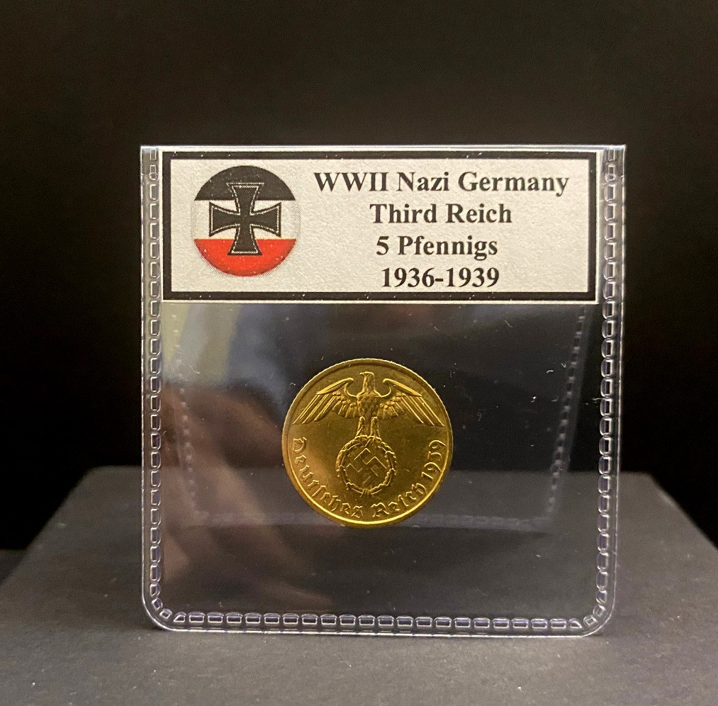 Germany WWII Era Third Reich Nazi Genuine 5 Pfennigs Coin 1936-1939 Al.Bronze