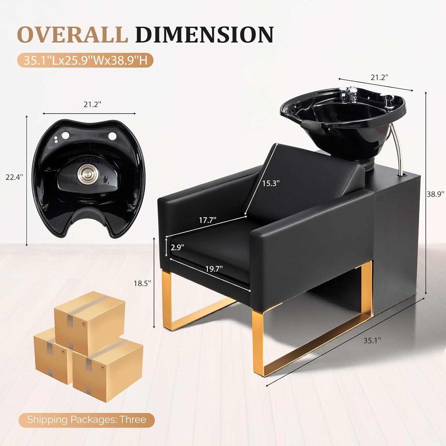 Shampoo Chairs for Salon, Stainless Steel Frame & UPC Certified Shampoo Bowl