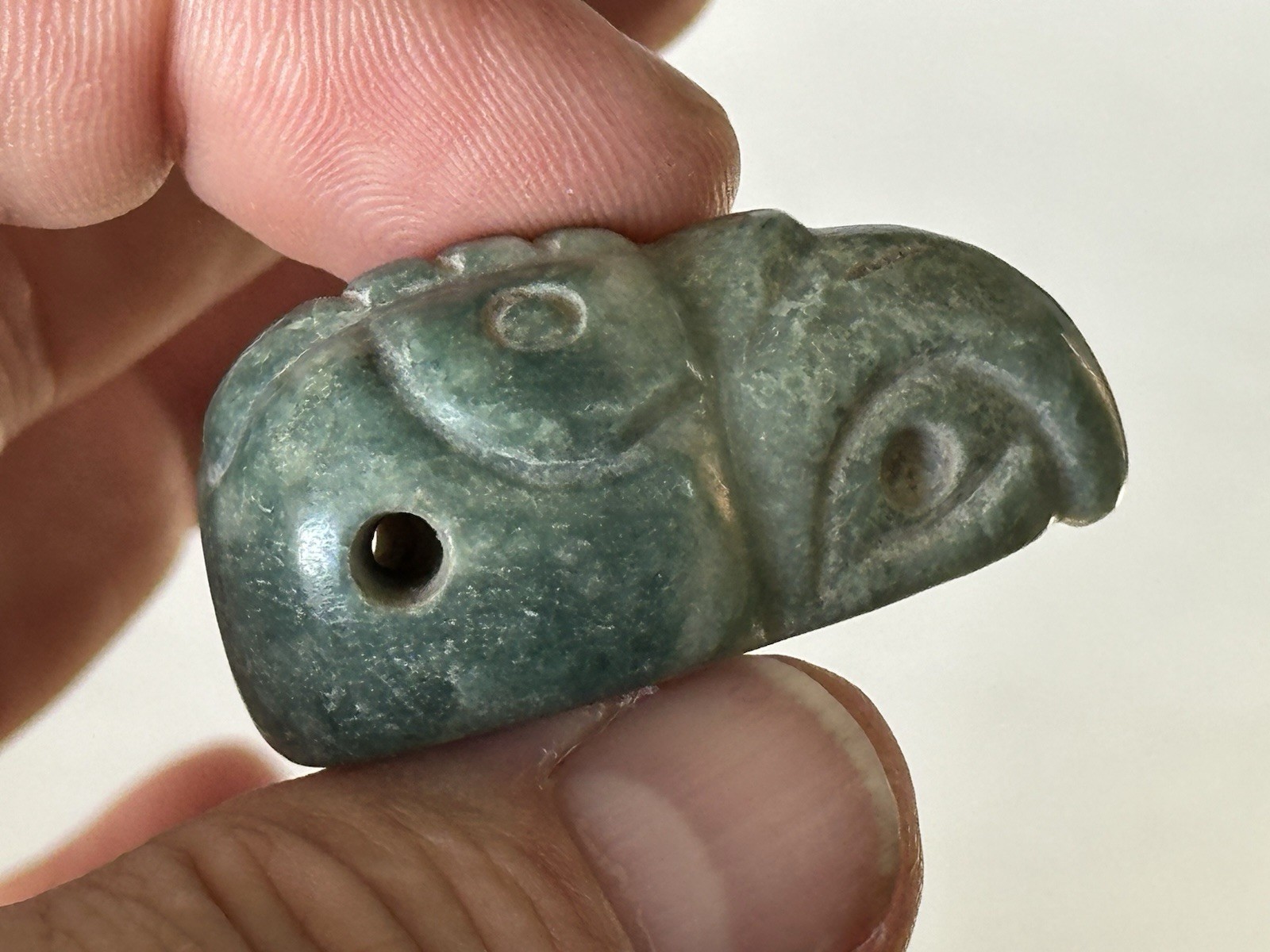 EXCEPTIONAL PRE-COLUMBIAN BIRD EFFIGY MAYAN JADE PENDANT FIGURINE IDOL MAYA, COA