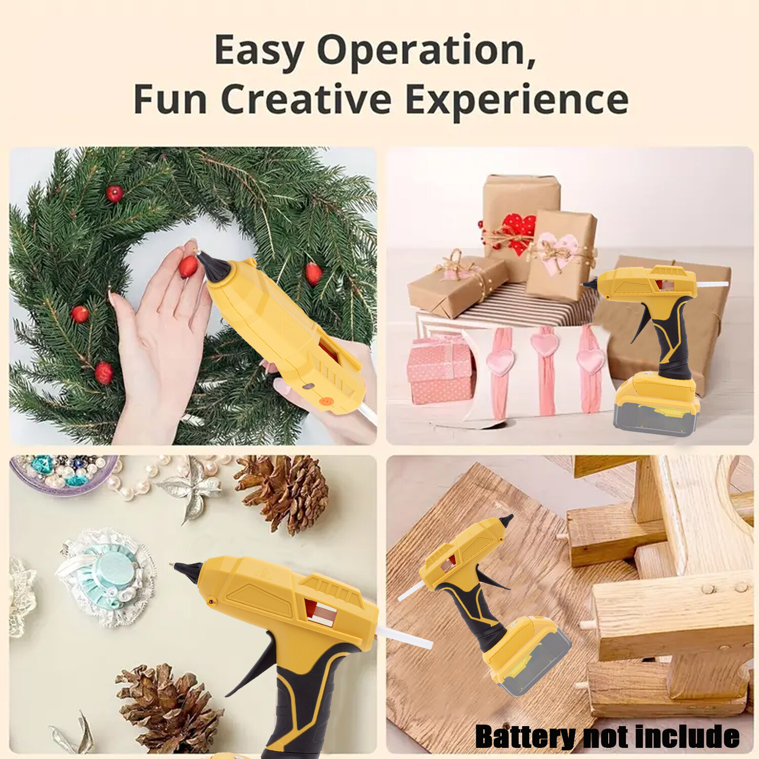 Cordless Hot Melt Glue Gun For Dewalt 18/20v Max Li-Ion Battery w/10 Sticks US