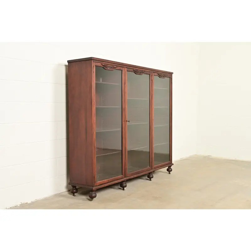 Berkey & Gay Antique Victorian Mahogany Triple Bookcase or, Circa 1890s
