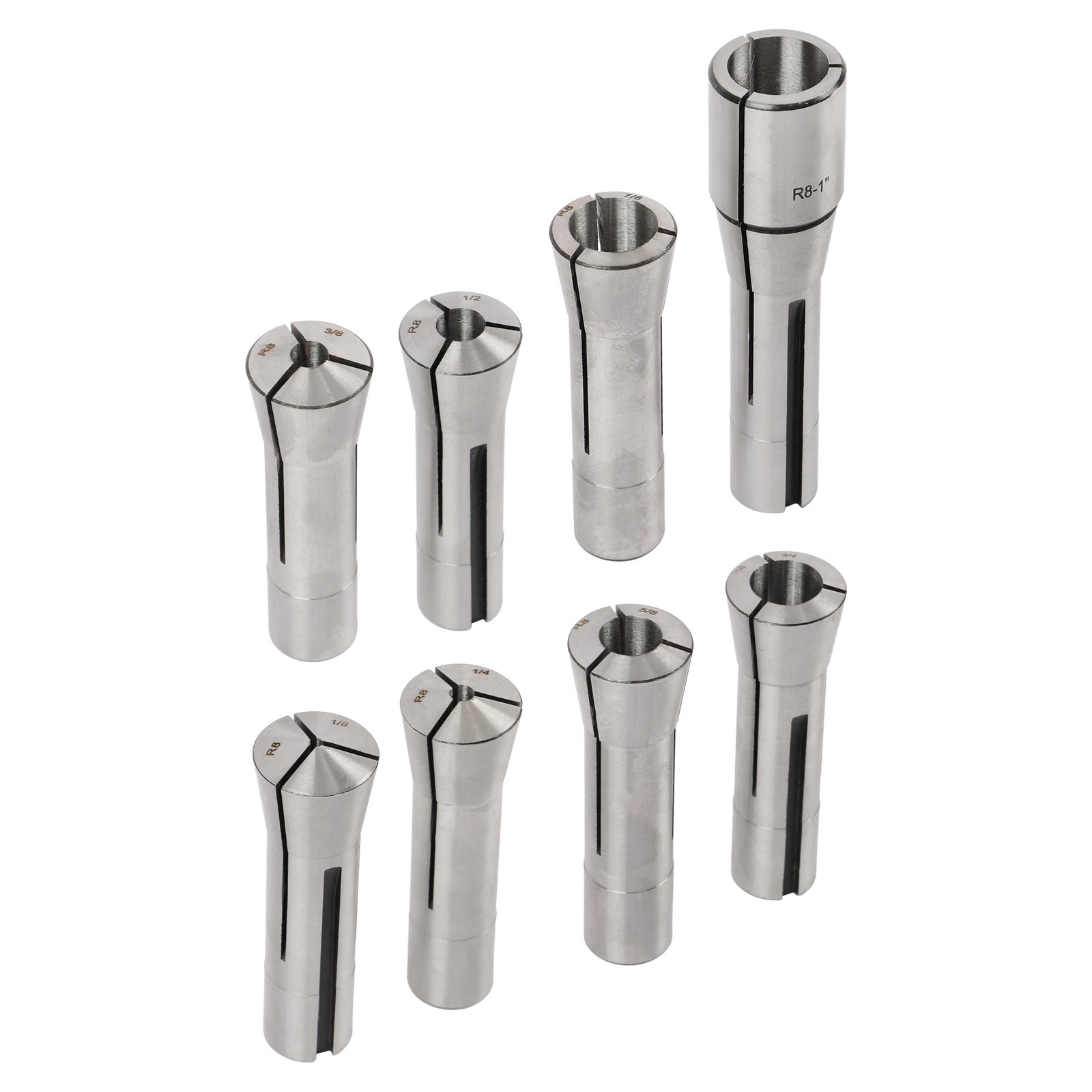 8PC R8 Collet Set 1/8" 1/4" 3/8" 1/2" 5/8" 3/4" 7/8" High Precision
