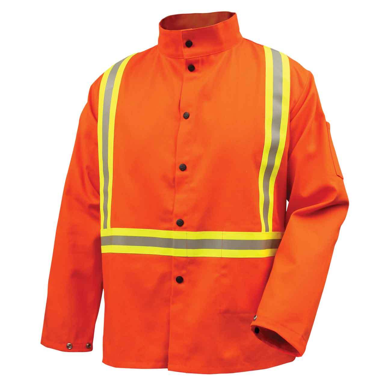 Black Stallion JF1010 Welding Jacket with FR Reflective Tape, Orange, X-Large
