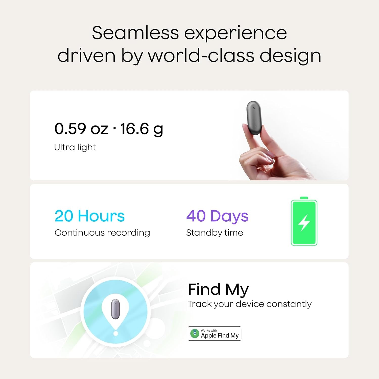 Plaud NotePin S AI Voice Recorder 64GB 112 Languages Wearable Purple