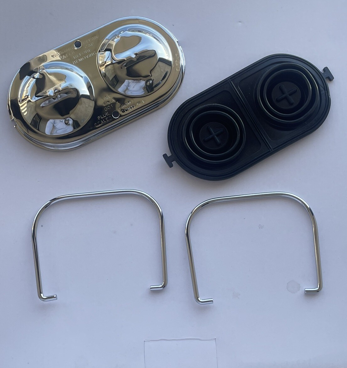 67-82 Chrome GM Brake Master Cylinder Top Hold Down Bail cover lid clamp