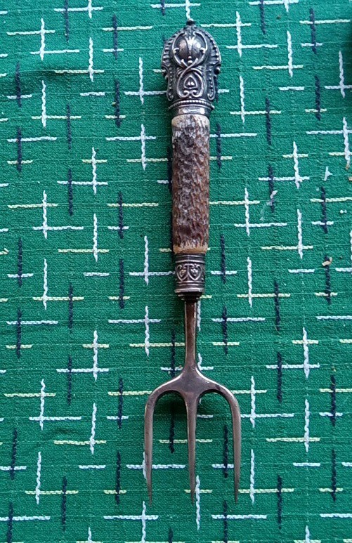 Antique Sterling & Stag Horn English Georgian Era 1798 Bread Fork Solid Beauty