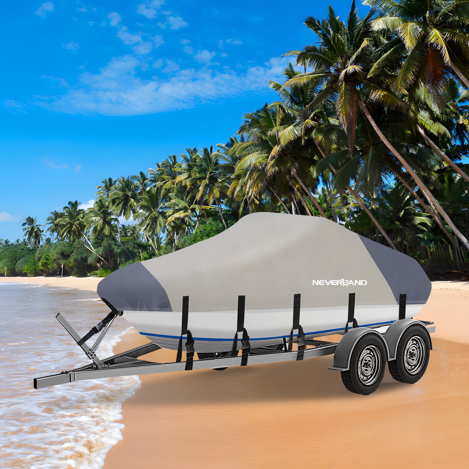 Heavy Duty Waterproof Boat Cover 17ft 18ft 19ft Fits V-Hull Fishing Ski Runabout