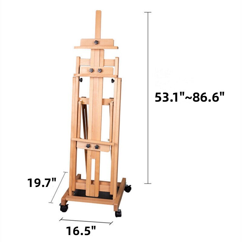 Movable Studio Easel Artist Painting Stand Beech Wood H-Frame Heavy Duty 87 In