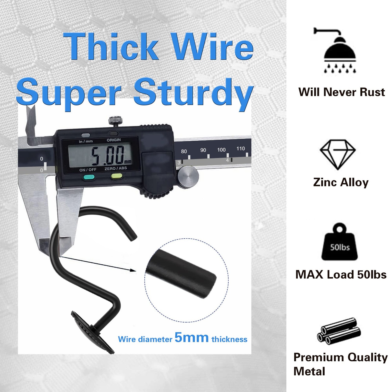 Shower Curtain Hooks Set Of 12 Black Zinc Rust Resistant Decorative Matte Black