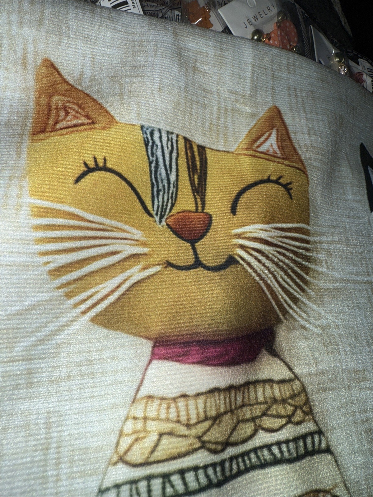 SET OF 2 - 18” 3 SOFT Cat Trio Pillowcase Farmhouse Sofa Pillow Beige Cats