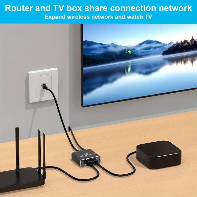 RJ45 Gigabit Ethernet Splitter 1000Mbps LAN Network Internet 1 to 2 Out Adapter