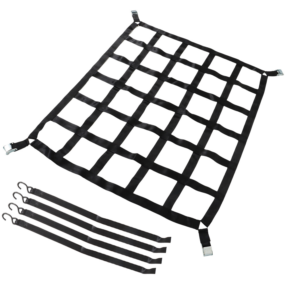 Heavy Duty polyester Cargo Net Webbing w/ Cam Buckles For Truck 50"x42" 1100LBS