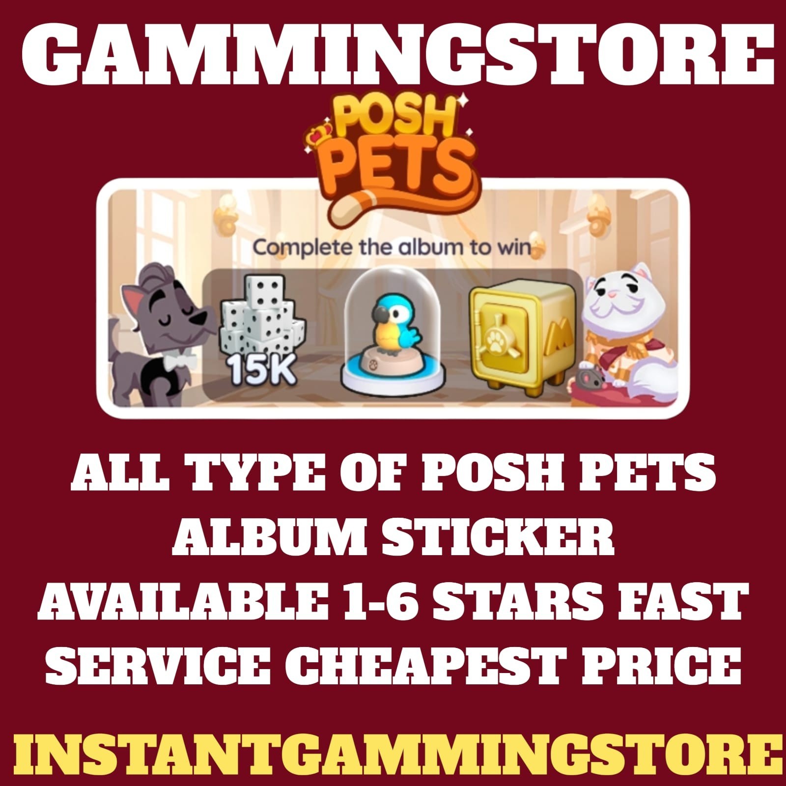 Mono_poly Go Stickers Sticker Posh Pets album 1-6 Stars Cheap Price