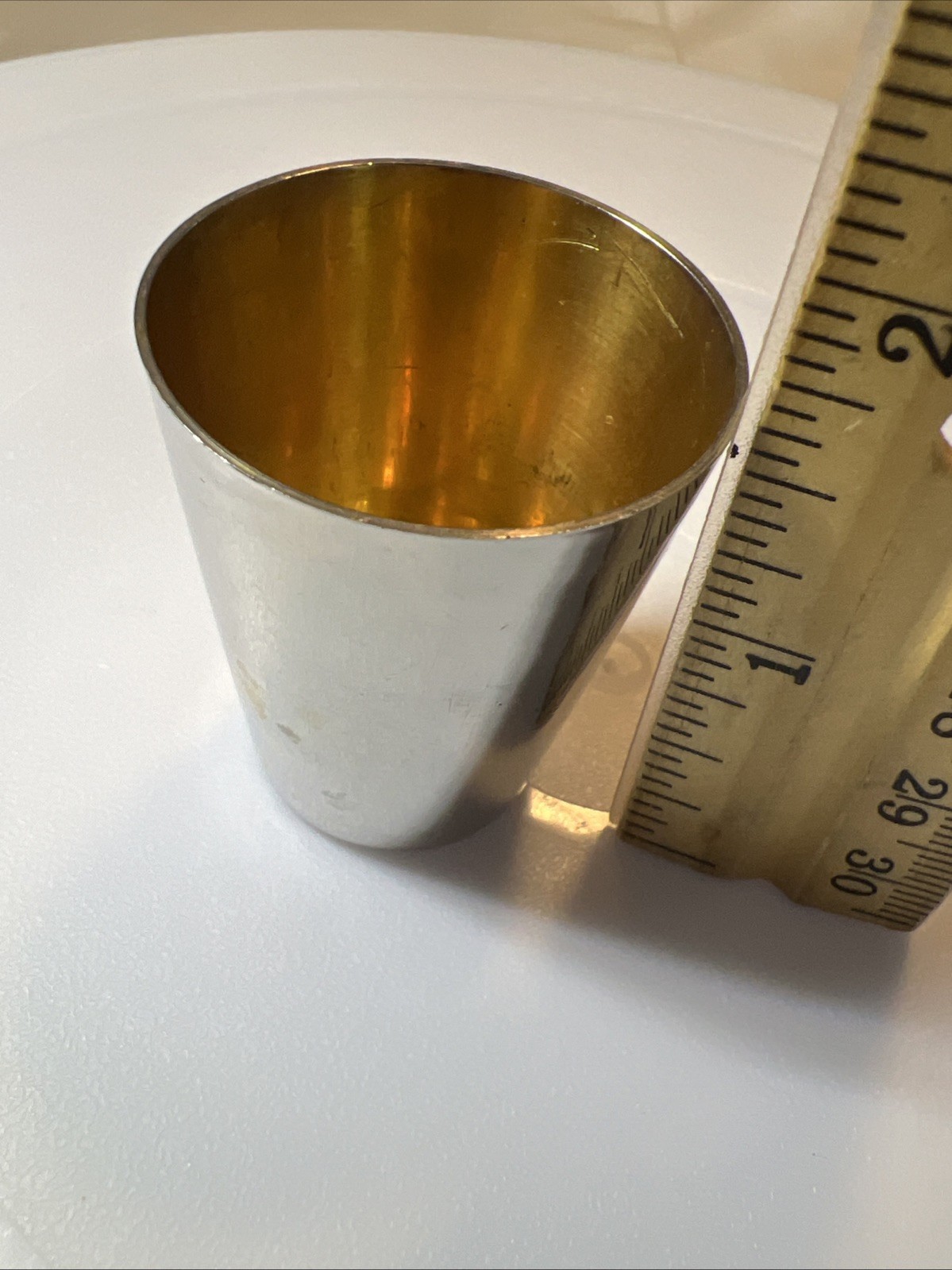 Antique Silver German Shot Glass Gold Washing Vermeil Stamp Made In Germany “B”