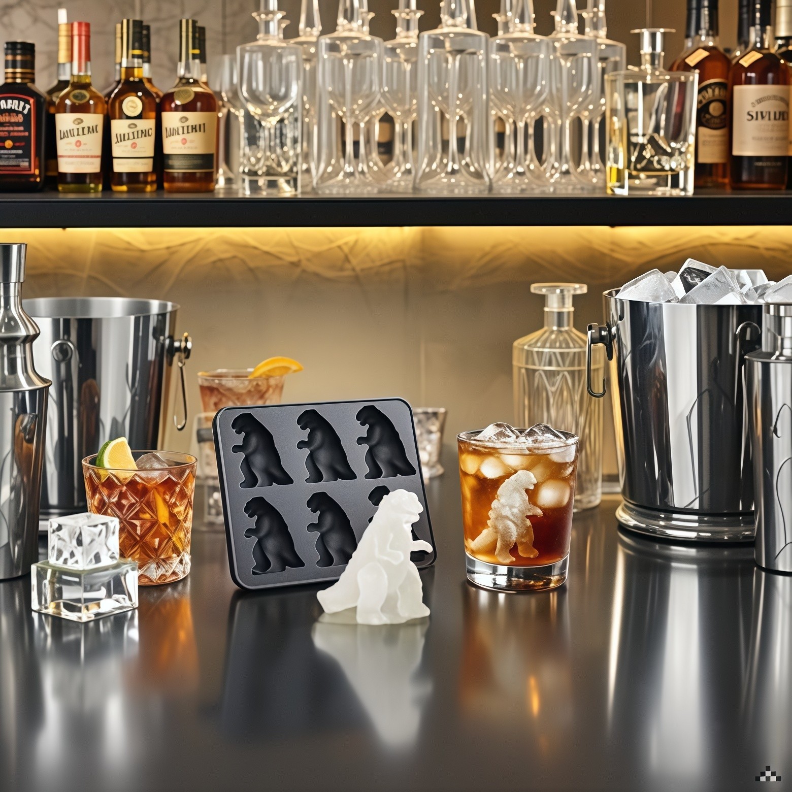 Godzilla Shaped Ice Cube Mold Ice Cube Tableware 6 Grid Silicone Kitchen Bar