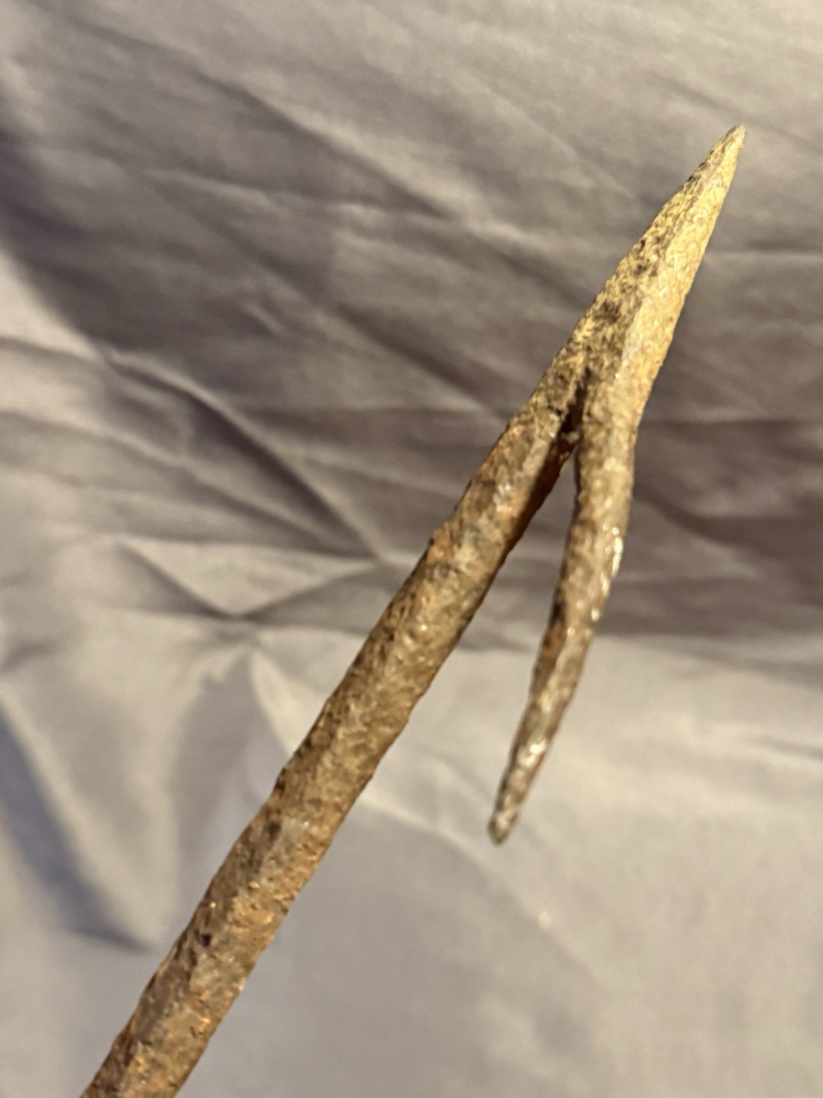 Early Antique Primitive Nautical Hand Held Wrought Iron Barbed Harpoon Gaff