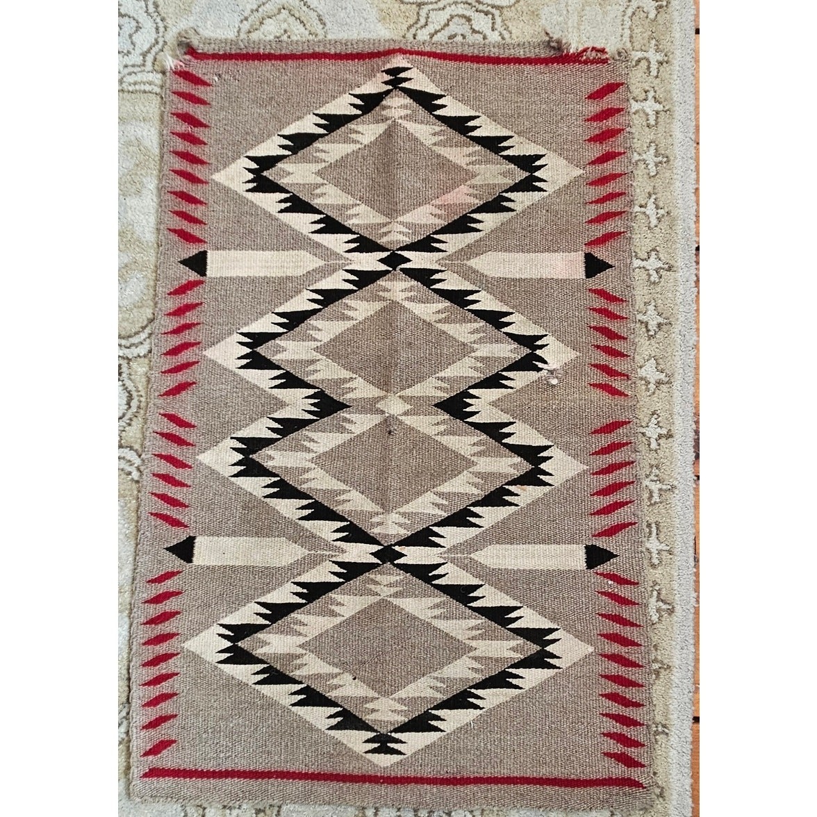 Authentic Early 1900's Navajo American Indian Rug, 24" x 36"