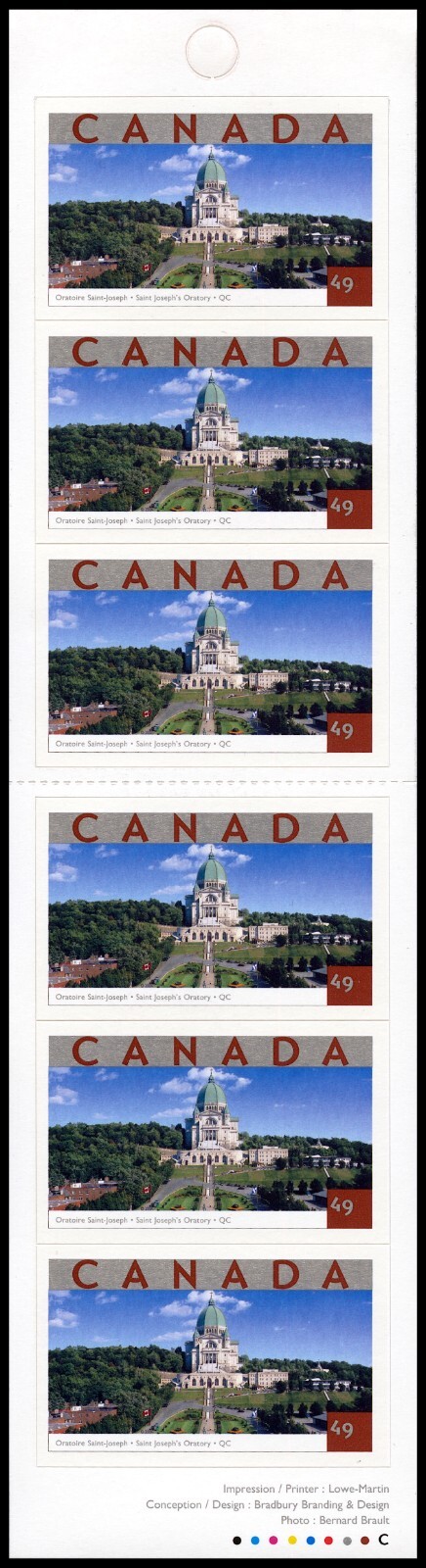 Canada Stamps BooKlet Pane of 6, St. Joseph's Oratory, Quebec, #2020a BK287 MNH