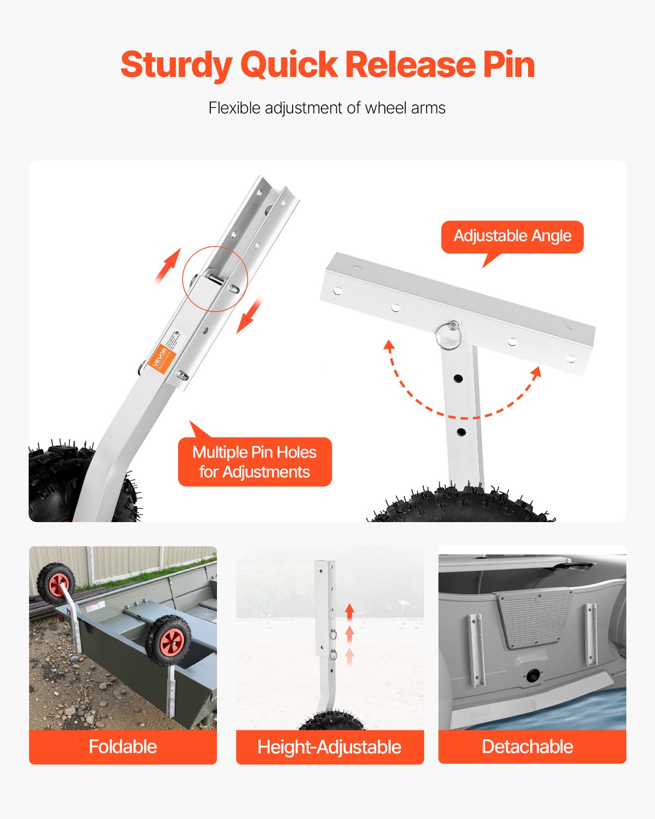 VEVOR Boat Launching Wheels 500lbs 12" Aluminium Alloy Transom Wheel Rubber Tire