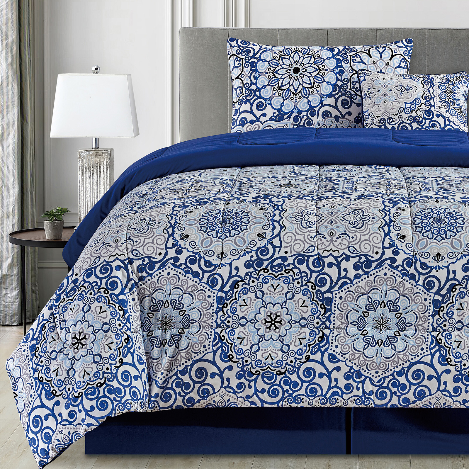 5 Piece Reversible Comforter Set Down Alternative Duvet Insert Quilt Bedding Set