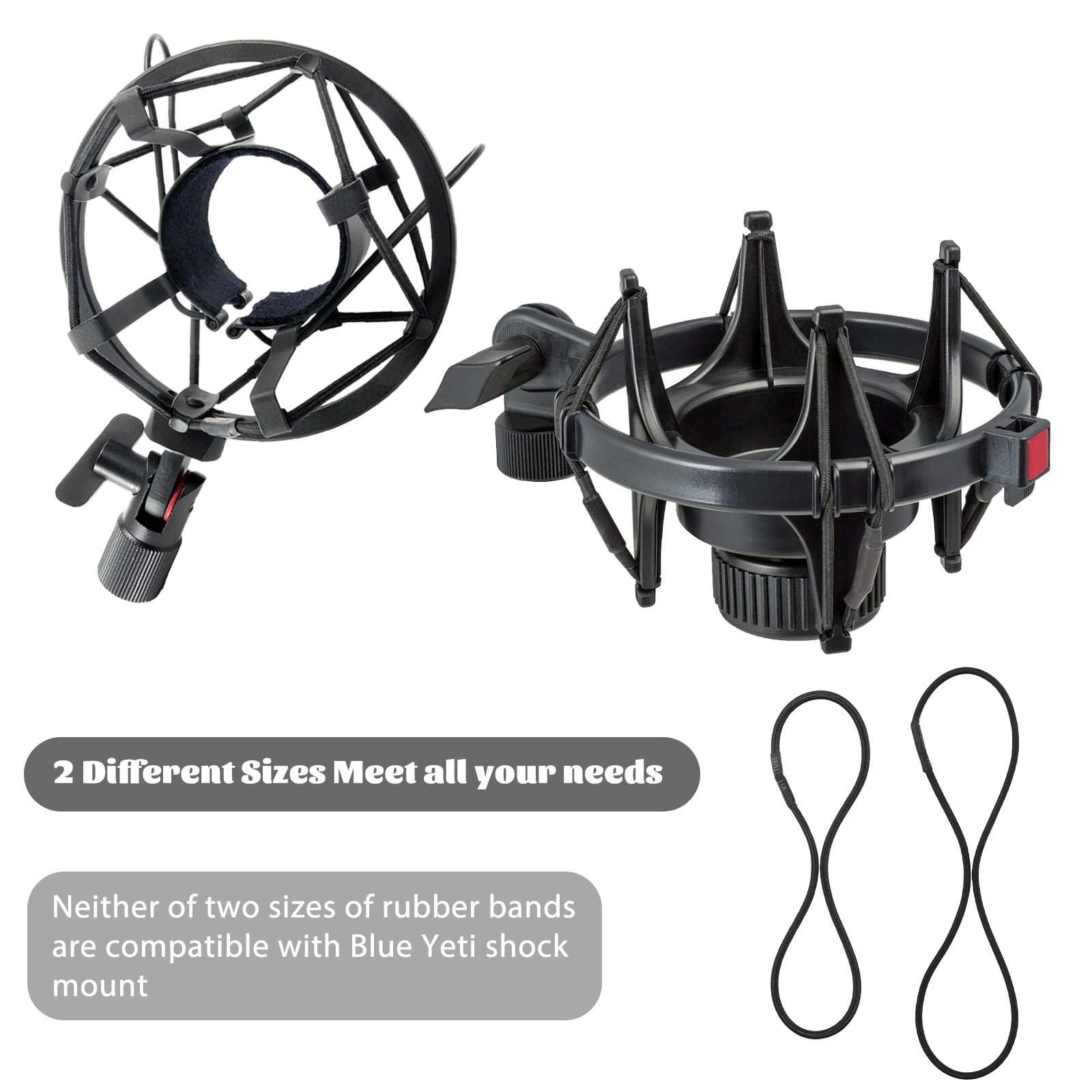 8 Pcs Universal Microphone Shock Mount Rubber Bands Black Elastic